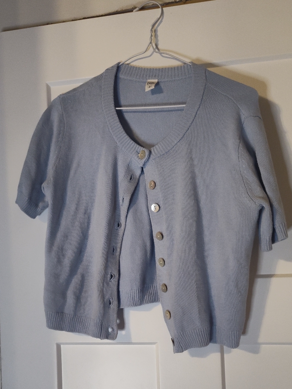 Simons Light Blue Short-Sleeve Button Cardigan